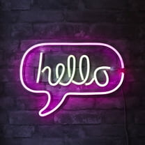 Isaac Jacobs LED Neon ‘White & Pink “hello” Word Bubble’ Wall Sign, Powered by USB Wire