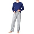 thumbnail image 4 of SLEEPHERO Men’s Pajama Set Pajamas For Men 2 Piece PJ Set with Cotton Knit Men Pajama Pants and Long Sleeve Henley T-Shirt Navy and Grey X-Large, 4 of 4