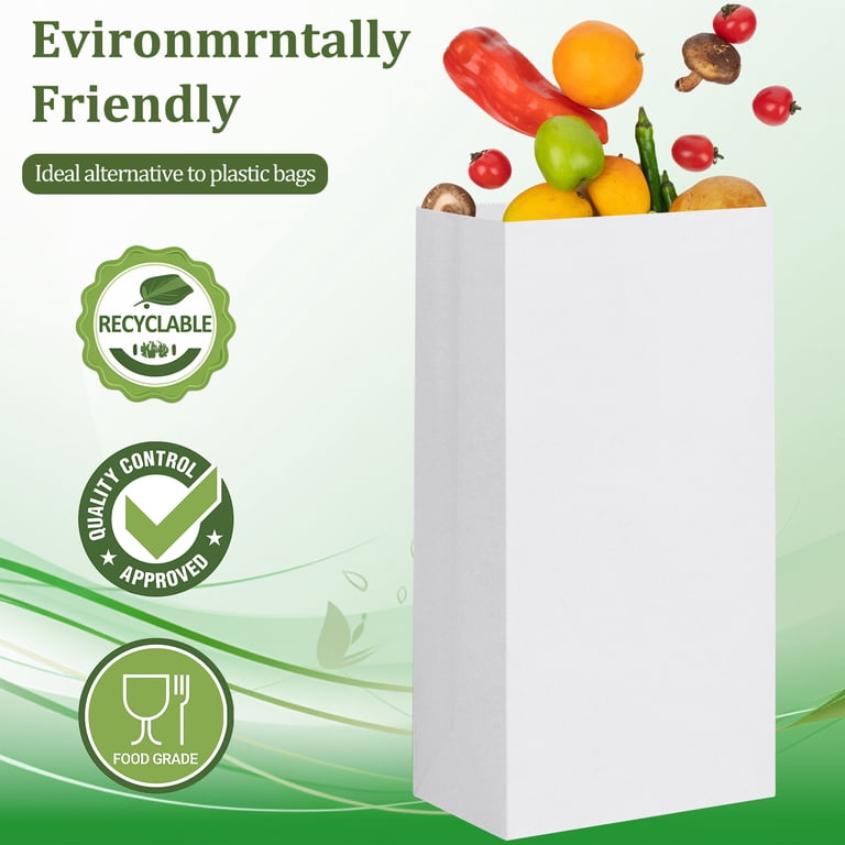 BagDream White Paper Lunch Bags, 5x2.95x9.45", 100 Count photo 4