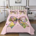 thumbnail image 1 of Erosebridal Pink Bowknot Coverlet Set King,Checkered Grid Bedding Set,Dreamy Princess Decor,Breathable,3pcs, 1 of 5