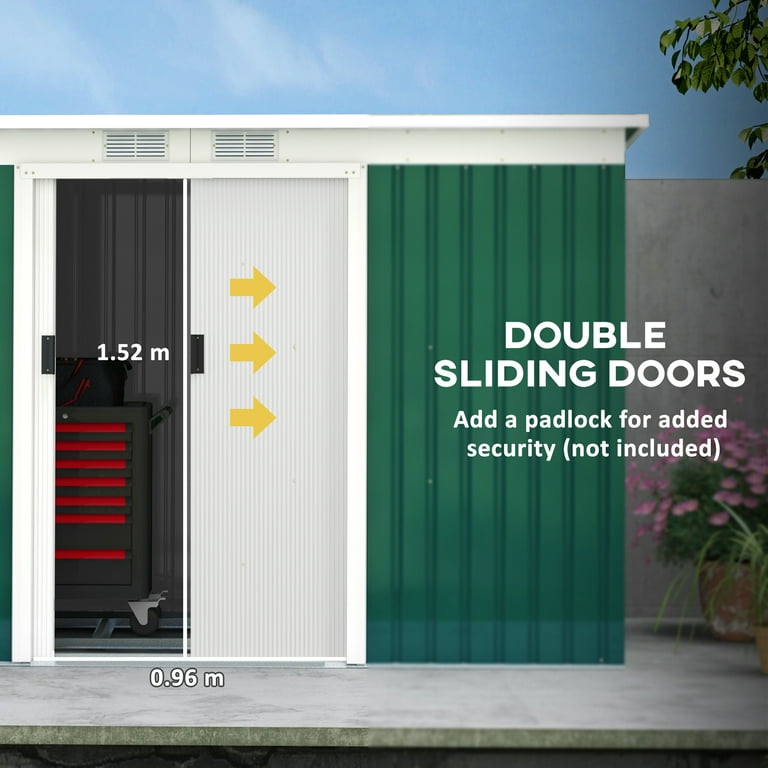 Outsunny 9' x 4' Metal Outdoor Storage Shed, Garden Utility Tool