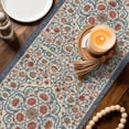 thumbnail image 4 of Mediterranean Short Table Runner 48 Inches Long,Vintage Bohemia Ethnic Peony Flower Cotton Linen Table Runners Dresser Scarves,Fabric Tabletop Scarf Furniture Cover for Home Dinner Party 13"x48", 4 of 9