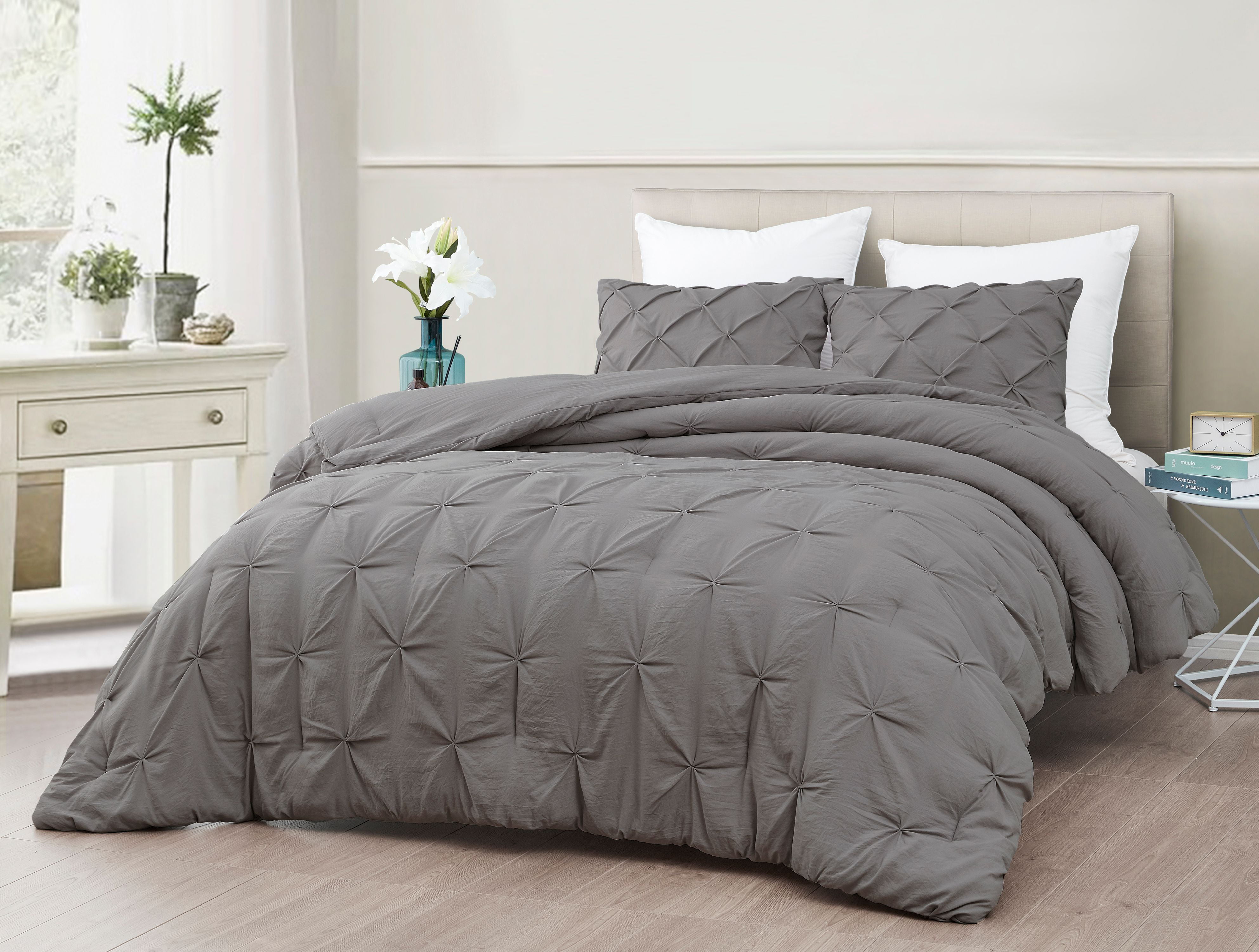 Ultra Soft Stone Washed Comforter Set, Grey Twin Bed Comforter