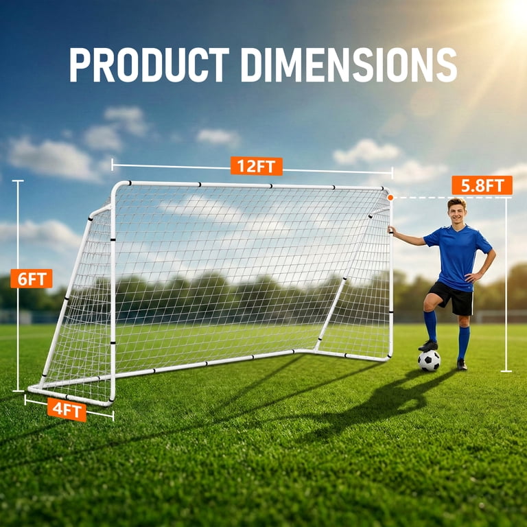 Superdeal Soccer Goal, 12' x 6' ft Steel Frame photo 2