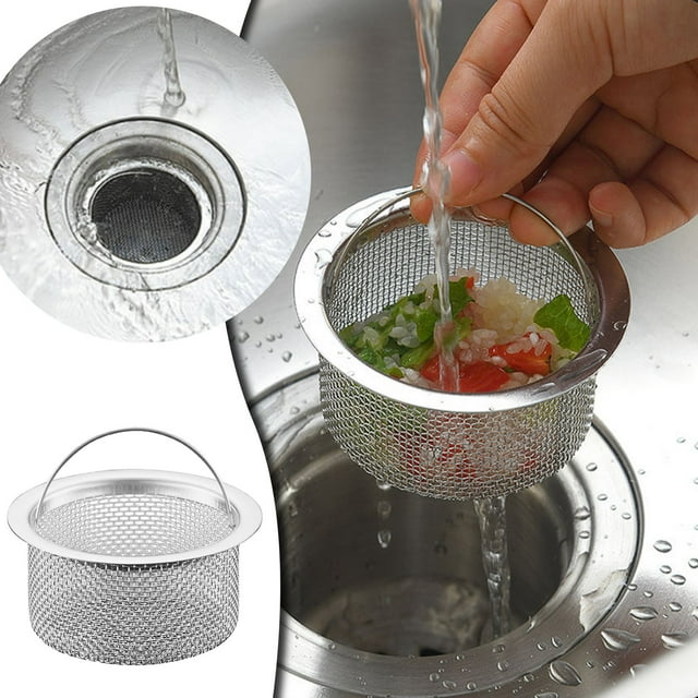 Fiudx Filtro de Fregadero, Diseño Antiobstrucción, Construcción de Acero Inoxidable, Multiusos, Evita Obstrucciones de Cabello y Alimentos, Esencial para Baño y Cocina, 6,2 Cm de Diámetro, Paquete de