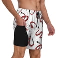 thumbnail image 2 of Kdxio Red Snake Print Men's Swim Trunks with Compression Liner 7 Inch Inseam Quick Dry Swim Shorts, 2 of 7