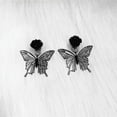thumbnail image 2 of HOOUN Black Rose Butterfly Earrings Gothic Pattern Hollow Moth Earrings Jewelry Gift-1#Black rose butterfly earrings, 2 of 2