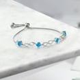 thumbnail image 3 of Gem Stone King 2.00 Ct Round Cabochon Blue Simulated Opal 925 Sterling Silver Keren Hanan Women Adjustable Infinity Tennis Bracelet, 3 of 3