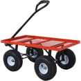 thumbnail image 3 of Heavy-Duty Steel Garden Cart with Removable Sides, 550 lb Capacity, 10" Tires - Versatile Utility for Yard, Landscaping, 3 cu ft (Red), 3 of 8