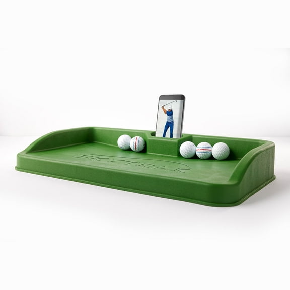 SKYTRAK Golf Ball Tray with Cell Phone Holder for Golf Simulators, Golf Hitting Nets, and Golf Hitting Mats