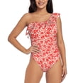 thumbnail image 4 of Daiia Red Pretty Flowers Women's One Piece Swimsuits Personalized One Shoulder Swimwear Asymmetric Ruffle Bathing Suits-XX-Large, 4 of 8