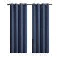 thumbnail image 5 of Better Homes & Gardens Solid Woven Textured Grommet Blackout Curtain Panel, 1-Piece, Blue, 50" W x 84" L, 5 of 8