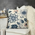 thumbnail image 2 of SHANXI Floral Pillow Covers Blue line Flower Decorative White Throw Pillows Pillowcase Decor for Outdoor Couch Chair Home Couch 24x24in, 2 of 5