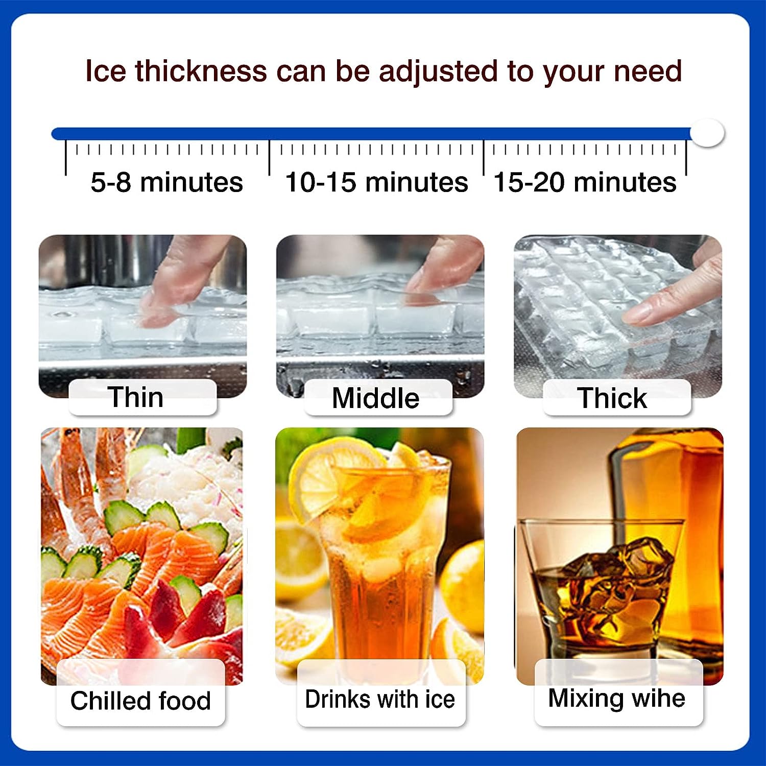 Kolice Commercial Automatic Ice Cube Machine,Ice Machine Ice Maker-132lbs per Day For Bars,Cafes, Milk-tea stores, Restaurants, Hotels,Bakeries, Dessert Shop