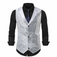 thumbnail image 2 of Yusimy Men's Sequined Vest Sleeveless V-Neck Stage Host Jacket Formal Evening Event Attirevivid Style, 2 of 9