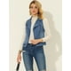 thumbnail image 2 of INSPIRE CHIC Chaqueta tipo chaleco de mezclilla lavada sin mangas con cierre asimétrico y solapa con muescas para mujer Azul XS, 2 of 5