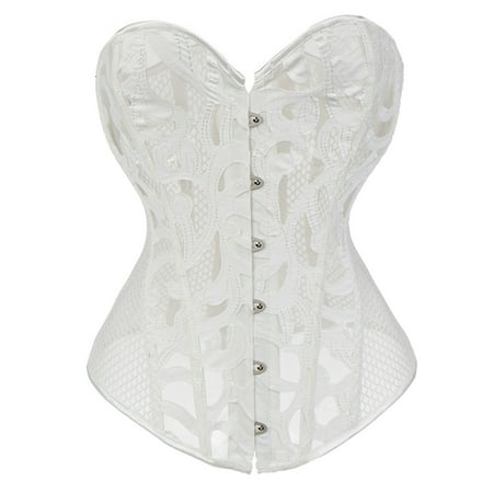 WNVMWI Stomach Control Shapewear Corset Tops for Women Bustier Shapewear Lingerie Lace Waist Bodysuit Mesh Shaper Court Corset White
