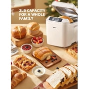 2lb Bread Machine, 12 Presets Bread Maker Gluten-Free Setting, 13 Hour Delay Timer, White