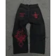 thumbnail image 3 of Pantalones vaqueros vintage lavados con tendencia de moda callejera para mujer, pantalones de pierna ancha rectos estilo Joker estilo Harajuku Y2K, pantalones punk rock para parejas, 3 of 5