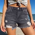 thumbnail image 3 of Wutalume Jeans for Women Denim Shorts Ripped & Distressed, Stretch Slim Fit Jean Shorts for Casual Warm Weather Outings,Gray L, 3 of 6