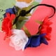 thumbnail image 2 of KAKOWELY Diadema elástica con flores de imitación para Halloween, accesorio para el cabello para adultos (blanco, azul y rojo), 2 of 4