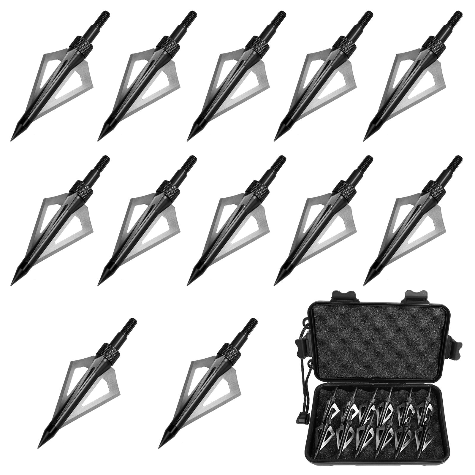 TSV 12 Pcs Hunting Broadheads 3 Blades Archery Broadheads 100 Grain Hunting Screw-in Arrow Tips Compatible with Crossbow and Compound Bow