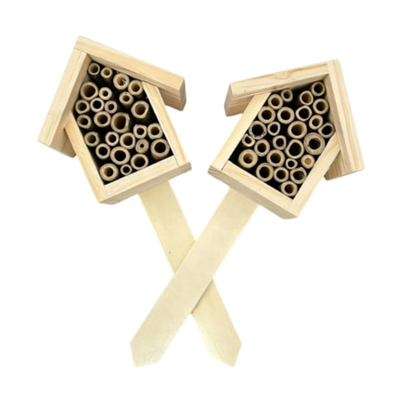 QSTDGVPW 2 Pieces Wood Bee House Bee Hive Nest Sturdy Decorative Garden Habitat Butterfly