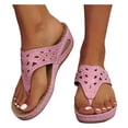 thumbnail image 4 of Hinvhai Womens Wedge Flip Flops Sandals Dressy Summer Rhinestone Bohemian Platform Comfortable Casual Shoes Pink 6.5(38), 4 of 6