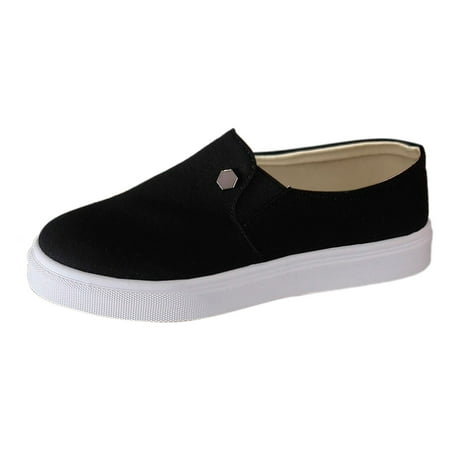 QYZEU Leather Tennis Shoes for Women Sandals Casual for Women Ladies Casual Simple Pure Color Cloth Lightweight Flat Comfortable Large Size Single Shoe Casual Shoes Black 37