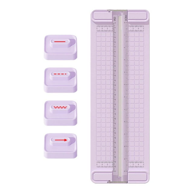 4-in-1 Bidirectional Paper Cutter,Mini Paper Trimmer,Multi-Function Scrapbooking Tool with Straight Wave Perforated Creasing Blades for Craft Paper,Cardstock, Coupon, Label, Photo,Postcard