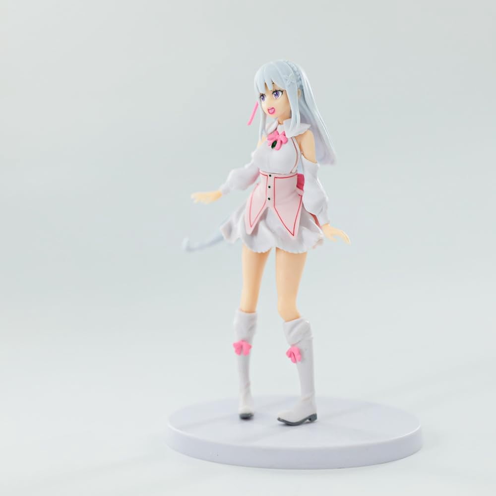 New Emilia Figure, Standing Long Hair Emilia Action Figures 17cm/6.7inch Anime Character Collection Decor Statue Model Desktop Decoration Ornament Gifts