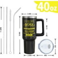 thumbnail image 2 of 40 Oz Boss Tumbler with Handle and Lid Straw, Black Stainless Steel Travel Cups, Office Farewell Gifts for Manager, Mentor, Leader Women Men (1PC), 2 of 6