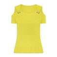 thumbnail image 3 of Olyvenn Womens Tops Summer Off The Shoulder 2025 Spring Fashion Short Sleeve T Shirt Basic Tees Sexy Dressy Casual Blouse Yellow XXL, 3 of 6