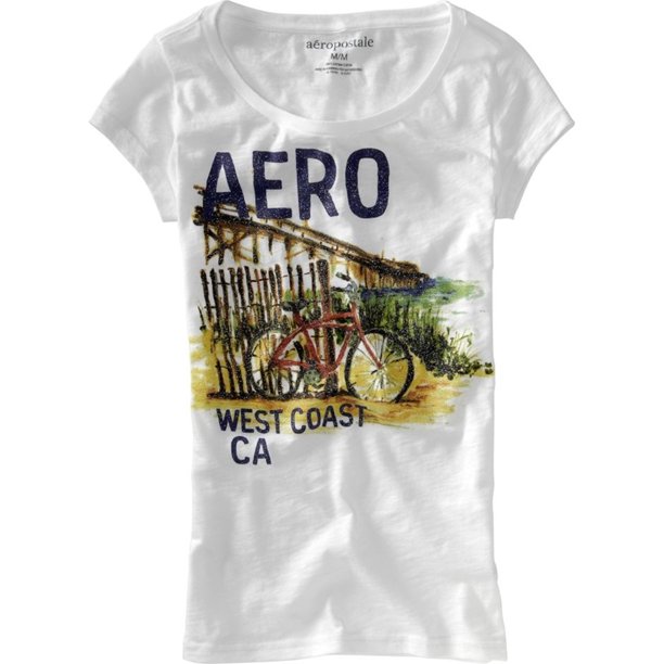 Aeropostale Mujeres Glittery Floral 1987 Camiseta Gráfica, Blanco, X-Large