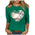 thumbnail image 2 of YLHFASHION T-shirt pour Femmes « Baseball Mom », T-shirt Graphique Cœur de Baseball, Haut Drôle à Manches Courtes, Liquidation à 50 % de Rabais, T-shirt à Manches Longues pour Femmes, 2 of 5