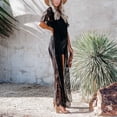 thumbnail image 4 of UJNDER Swim Cover Ups for Women Summer Long Flowy Kimono Cardigans Boho Chiffon Floral Beach Cover up Tops for Swimwear Black L, 4 of 8