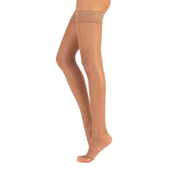 Calzitaly Open Toe Hold Ups, Sheer Womens Toeless Stockings, Made of Nilit Breeze Nylon for Summer Days and Nights