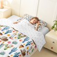 thumbnail image 3 of Homewish Cartoon Cowboy Boots Twin Comforter Sets,Flowers Cactus Bedding Set,Blue Green,Reversible,2 Pieces,1 Comforter and 1 Pillowcase, 3 of 7