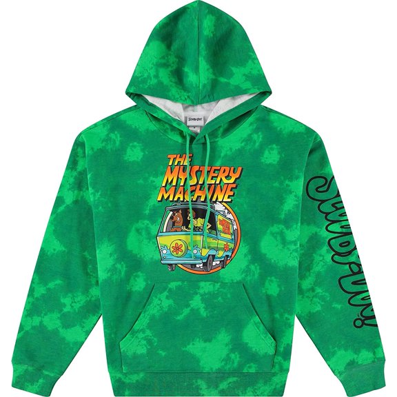 Scooby Doo Mens Throwback Hoodie, Shaggy, Velma Tie Dye Sweatshirt - Throwback Classic Tie Dye Hoodie Sweatshirt Green Dye, Medium