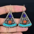 thumbnail image 2 of Lapis Lazuli Turquoise Coral 925 Sterling Silver Vintage Earring 2.4" VJ 5320, 2 of 4