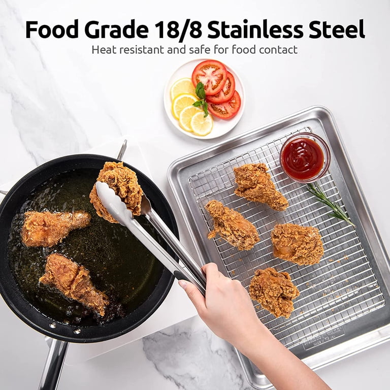 U-Taste 18/8 Stainless Steel Kitchen Tongs, 12 in, Black photo 3