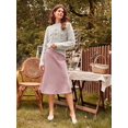 thumbnail image 5 of Women's Elegant High Waist Satin A Line Flared Midi Skirt, 5 of 5