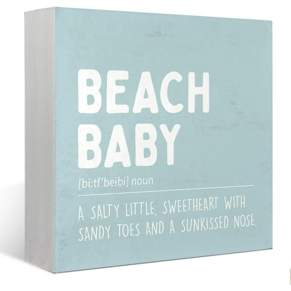 Zomyto 5"x5" Ocean Nursery Decor,A Salty Little Sweetheart,Beach Baby Sign,Inspirational Wooden Box Sign Decor