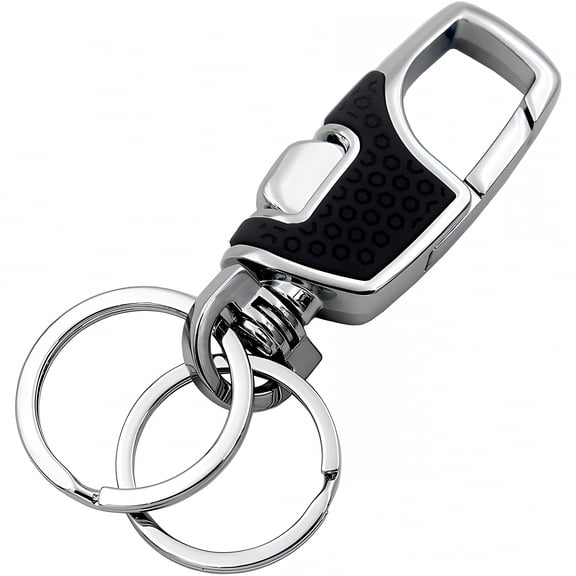 DESIGNICE Heavy Duty Metal Key Chain for Men & Women, Quick Release Car Keychain with Clip Closure, Sleek Black Belt Loop Accessory