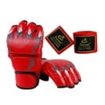 thumbnail image 3 of yotijar Half Finger Boxing Gloves MMA Gloves for Grappling Karate Fighting Muay Thai Red, 3 of 8