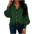 thumbnail image 2 of ClodeEU Button Down Shirts for Women ,Long Sleeve Dress Shirt ,Business Casual Blouse for Work Green,Womens Plus S, 2 of 8