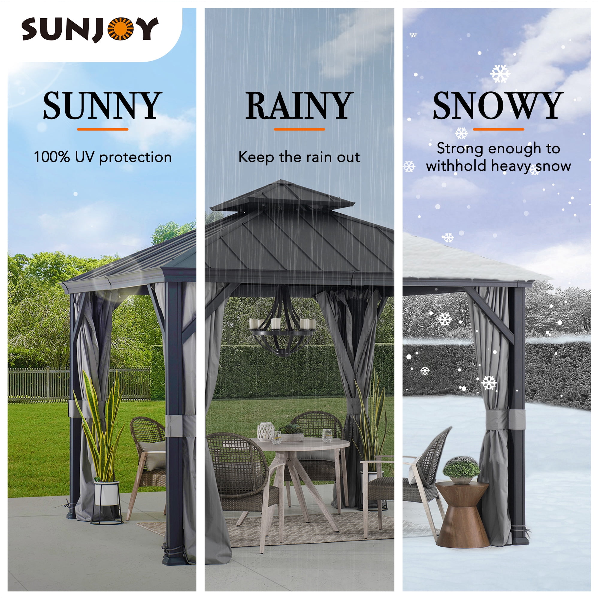 Sunjoy 10 ft. x 10 ft. Outdoor Gazebo with 2-tier Hardtop Roof
