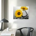 thumbnail image 3 of JEUXUS  Sunflower Canvas Wall Art Yellow and Grey Painting Relaxing Zen Stone Pictures Print Artwork for SPA Bathroom Yoga Room Bedroom Decoration Framed, 3 of 4