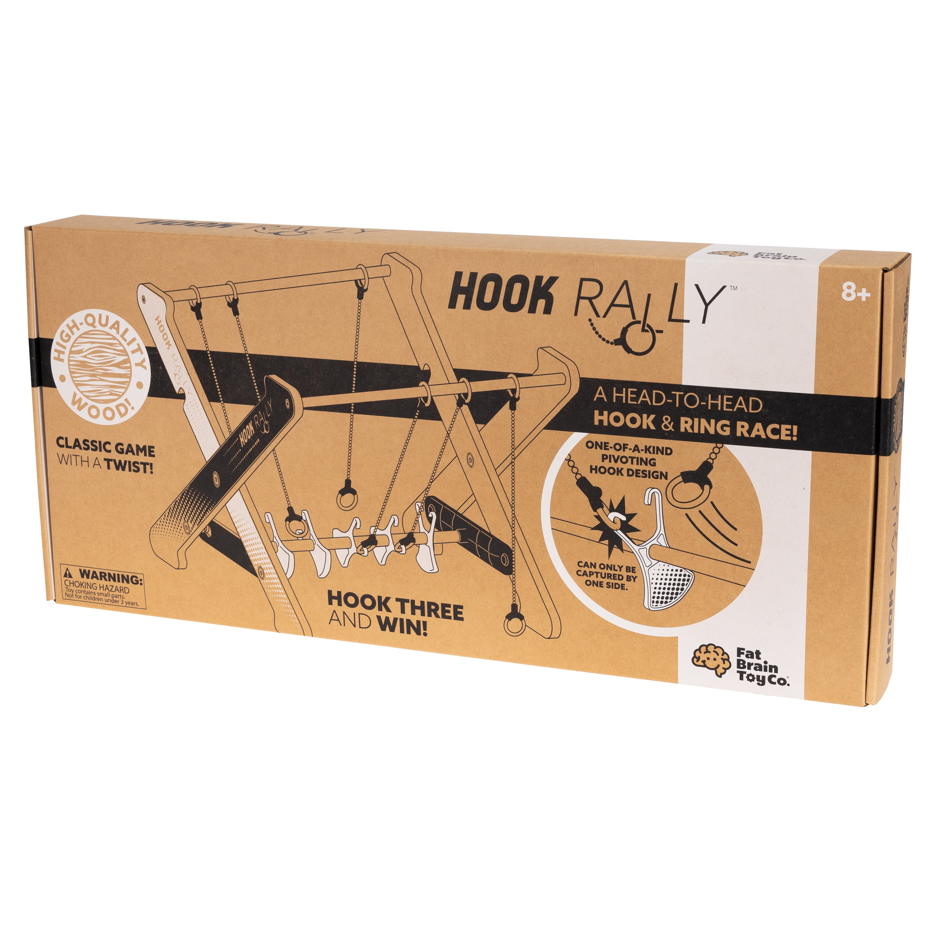Hook Rally Portable Wooden Tabletop Skill Challenge, Ring Toss Game for Kids and Adults