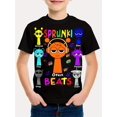 thumbnail image 1 of T-Shirts Garçons T-Shirt Décontracté en Coton Personnages de Dessin Animé Vibrants & Notes de Musique Imprimé Col Rond, Manches Courtes Lavable en Machine Idéal pour Activités Extérieures d'Été, Jeunes Ludiques, 1 of 5